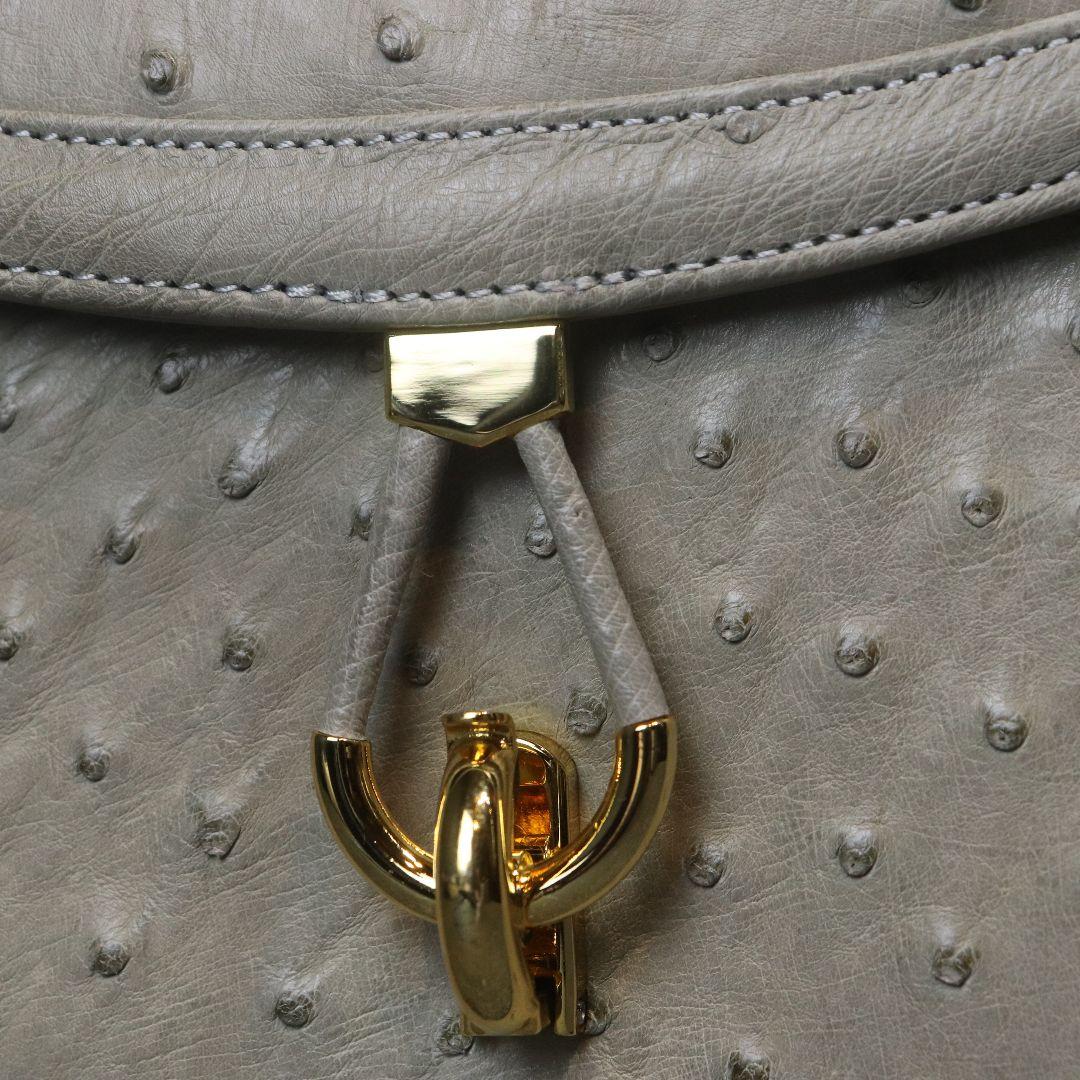 オーストリッチ ゴールド金具 ワンハンドル バッグ グレー OSTRICH — image 2