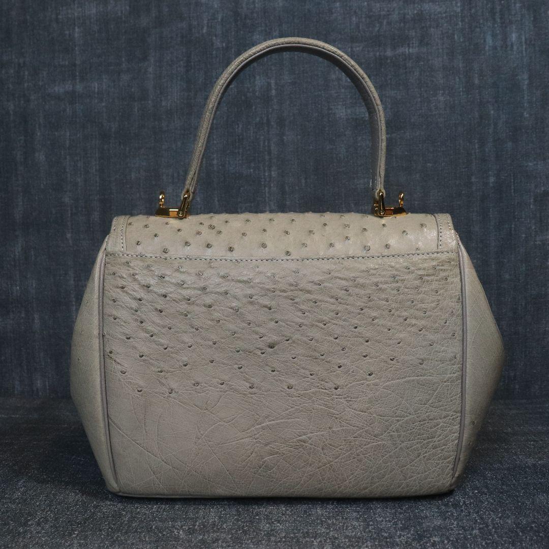 オーストリッチ ゴールド金具 ワンハンドル バッグ グレー OSTRICH — image 4