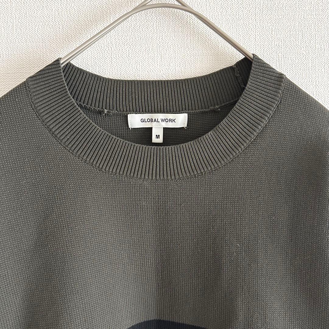 GLOBAL WORK ハーフミラノストレッチニットプルオーバー カーキ M — image 2