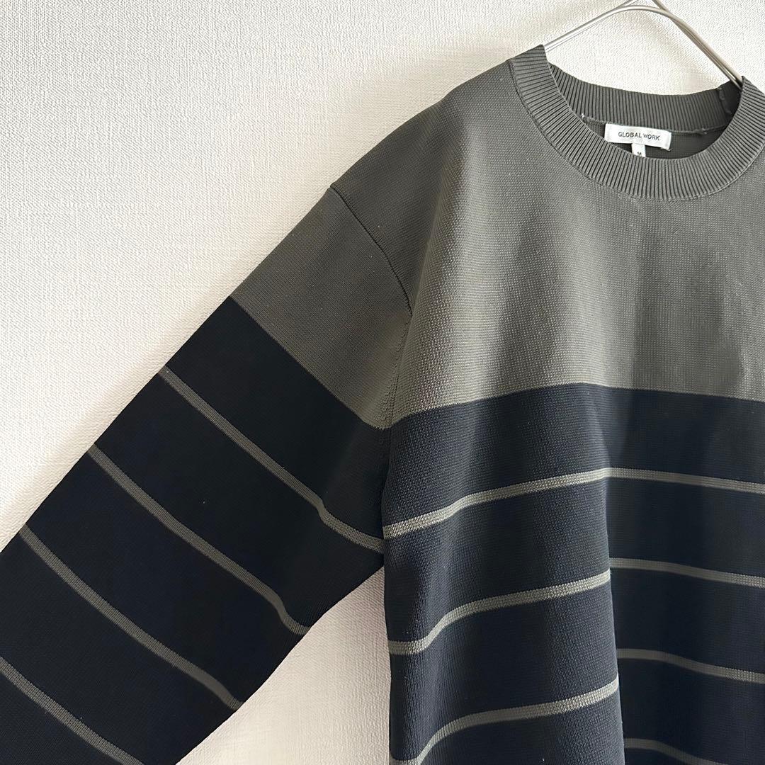 GLOBAL WORK ハーフミラノストレッチニットプルオーバー カーキ M — image 5