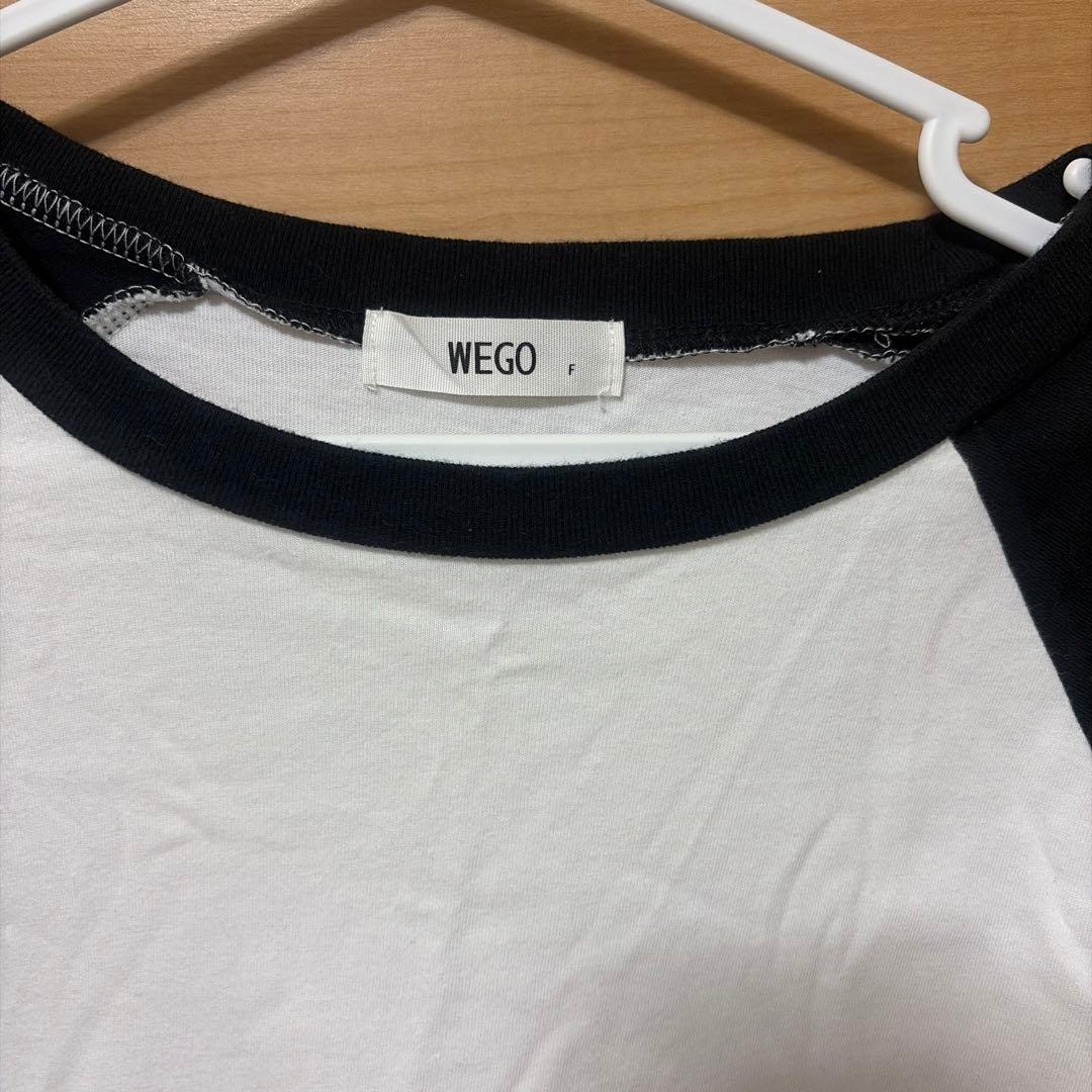 WEGO ラグラン長袖Tシャツ ホワイト ブラック — image 2