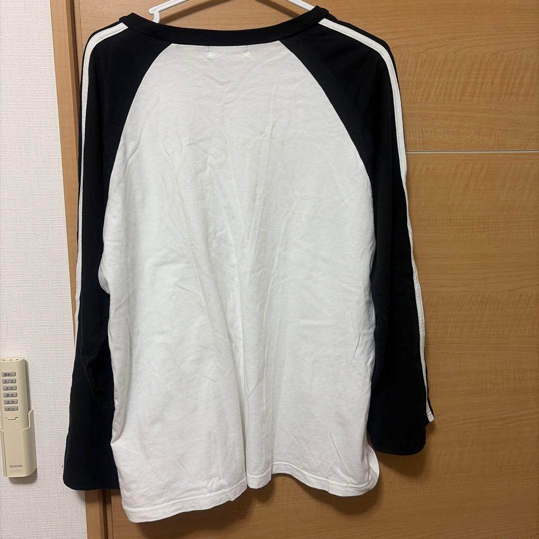 WEGO ラグラン長袖Tシャツ ホワイト ブラック — image 3