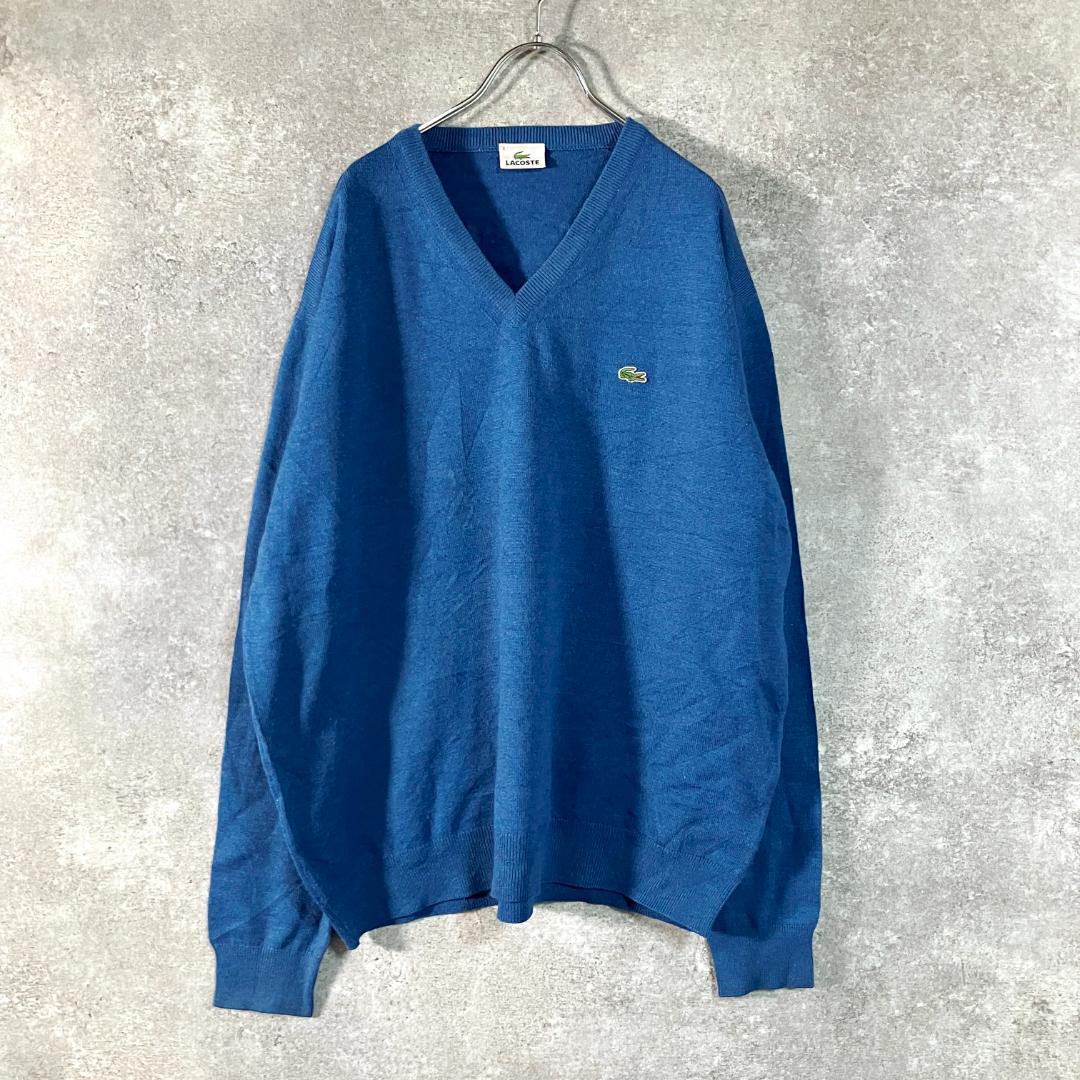LACOSTE　ニット　セーター　ブルー　ロゴ　ワニ　Ⅴネック — image 2