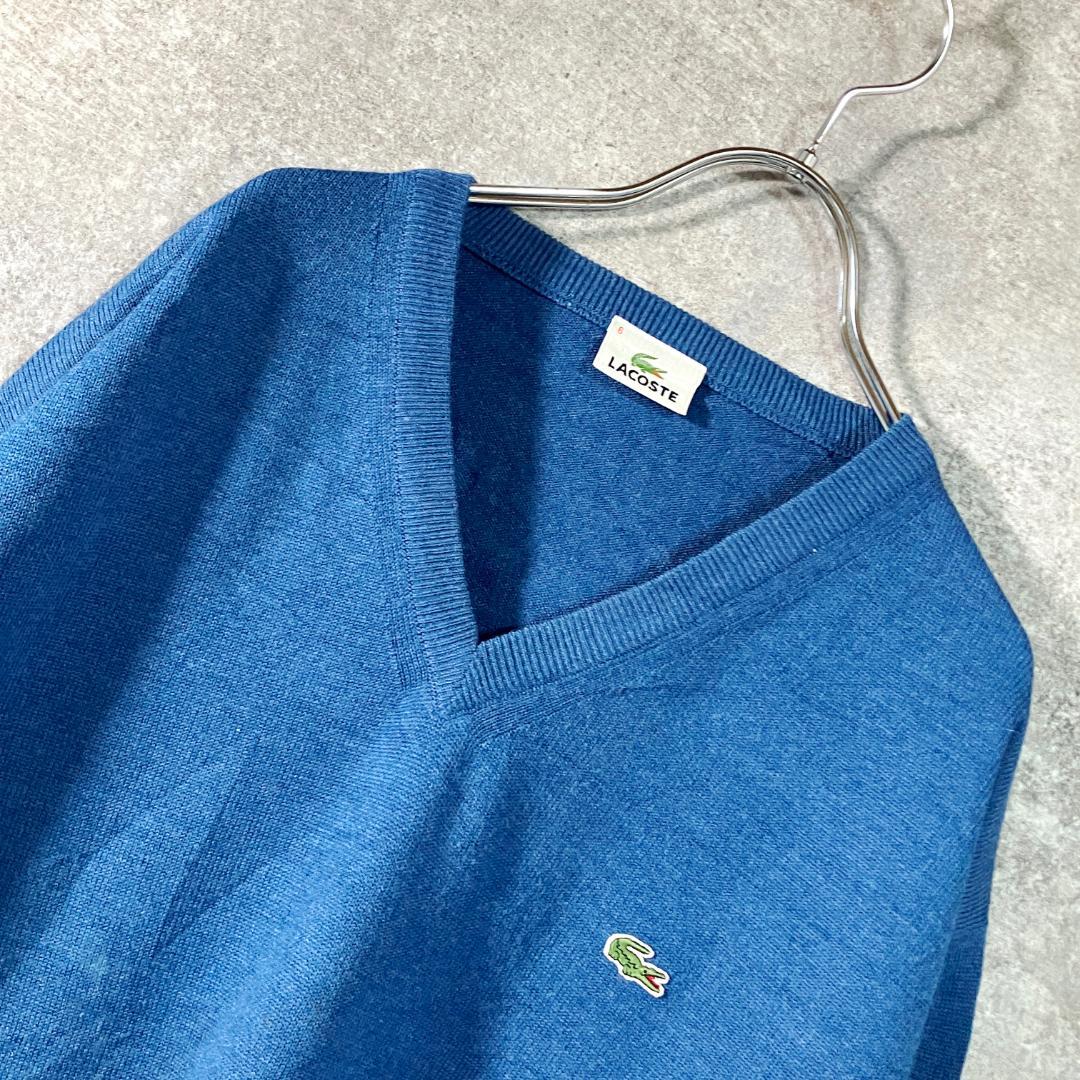 LACOSTE　ニット　セーター　ブルー　ロゴ　ワニ　Ⅴネック — image 3