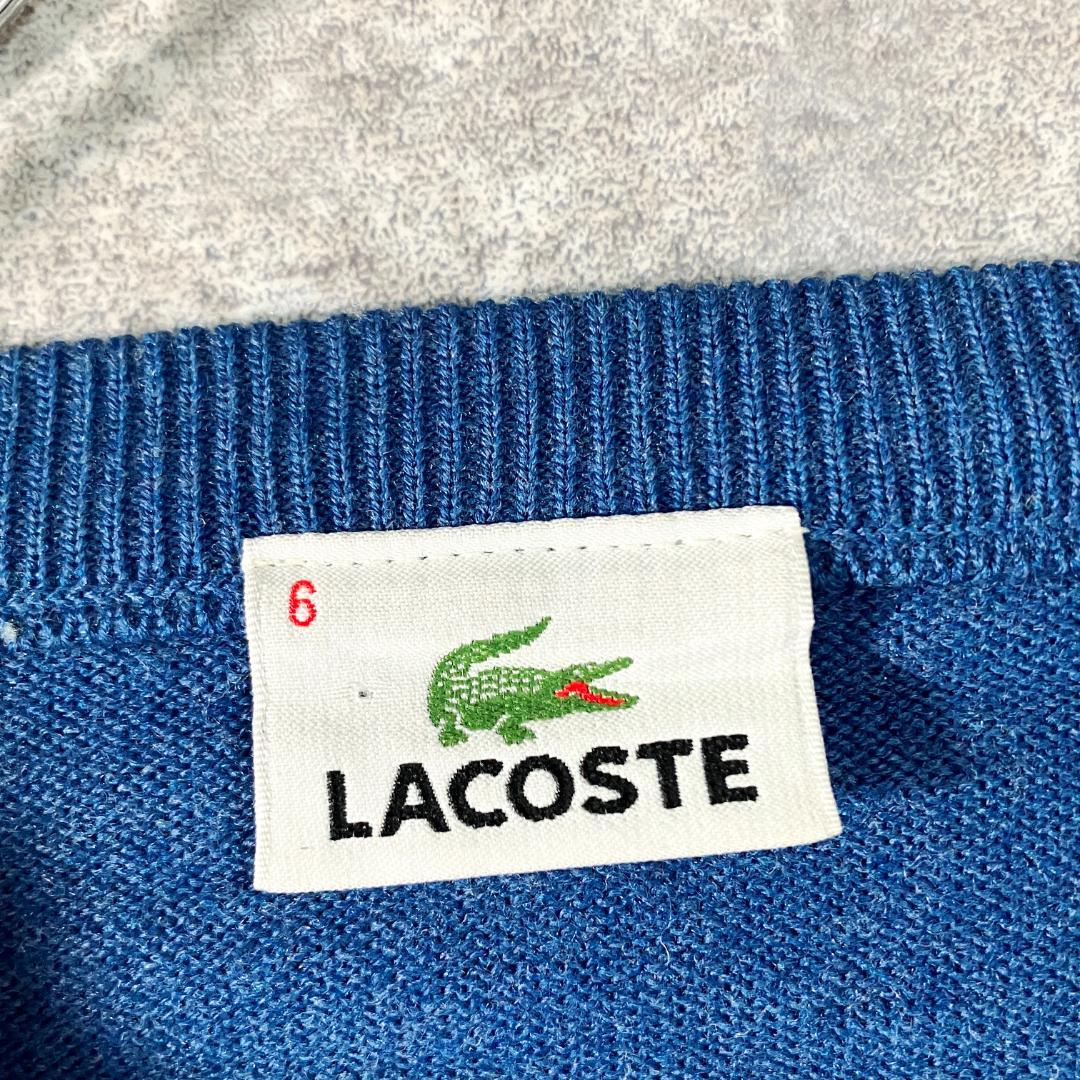 LACOSTE　ニット　セーター　ブルー　ロゴ　ワニ　Ⅴネック — image 5