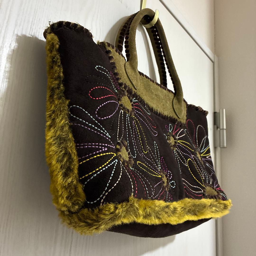 DKNY お花のステッチレザーバンドバッグ — image 4