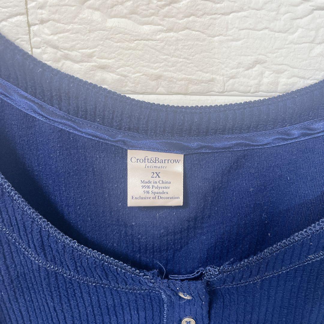 Croft & Barrow [3L] ネイビー カットソー ベロア ゆったり — image 3