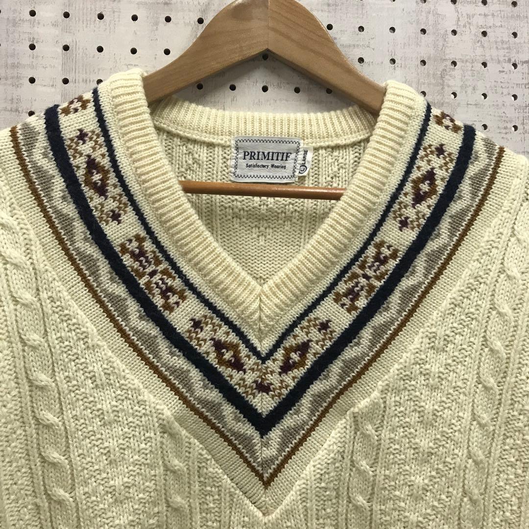 カレッジ レトロ PRIMITIF ノルディック チルデンニットセーター — image 3