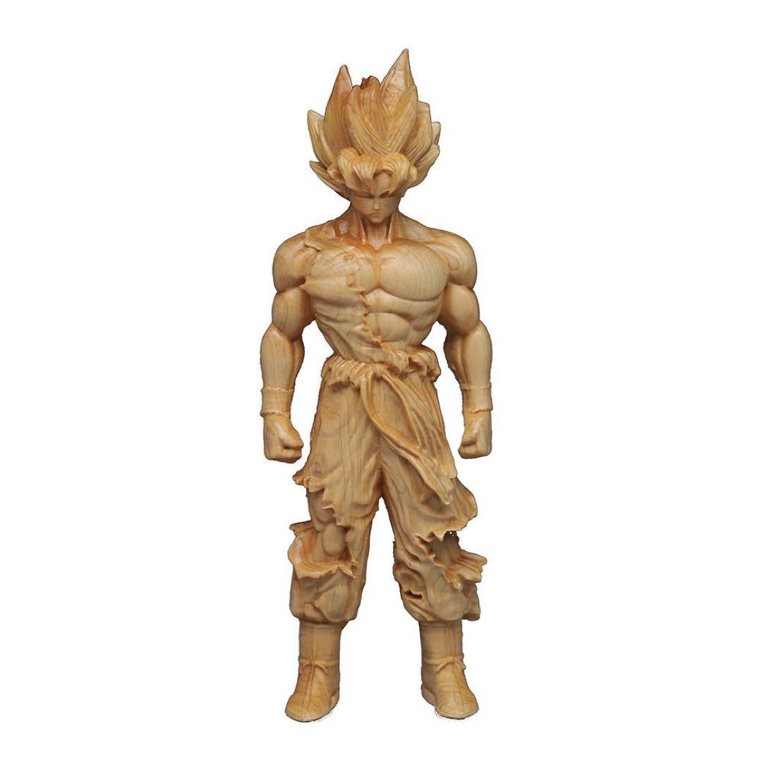 孫悟空 スーパーサイヤ人 フィギュア 木製彫刻 ドラゴンボール 飾り アニメ — image 3