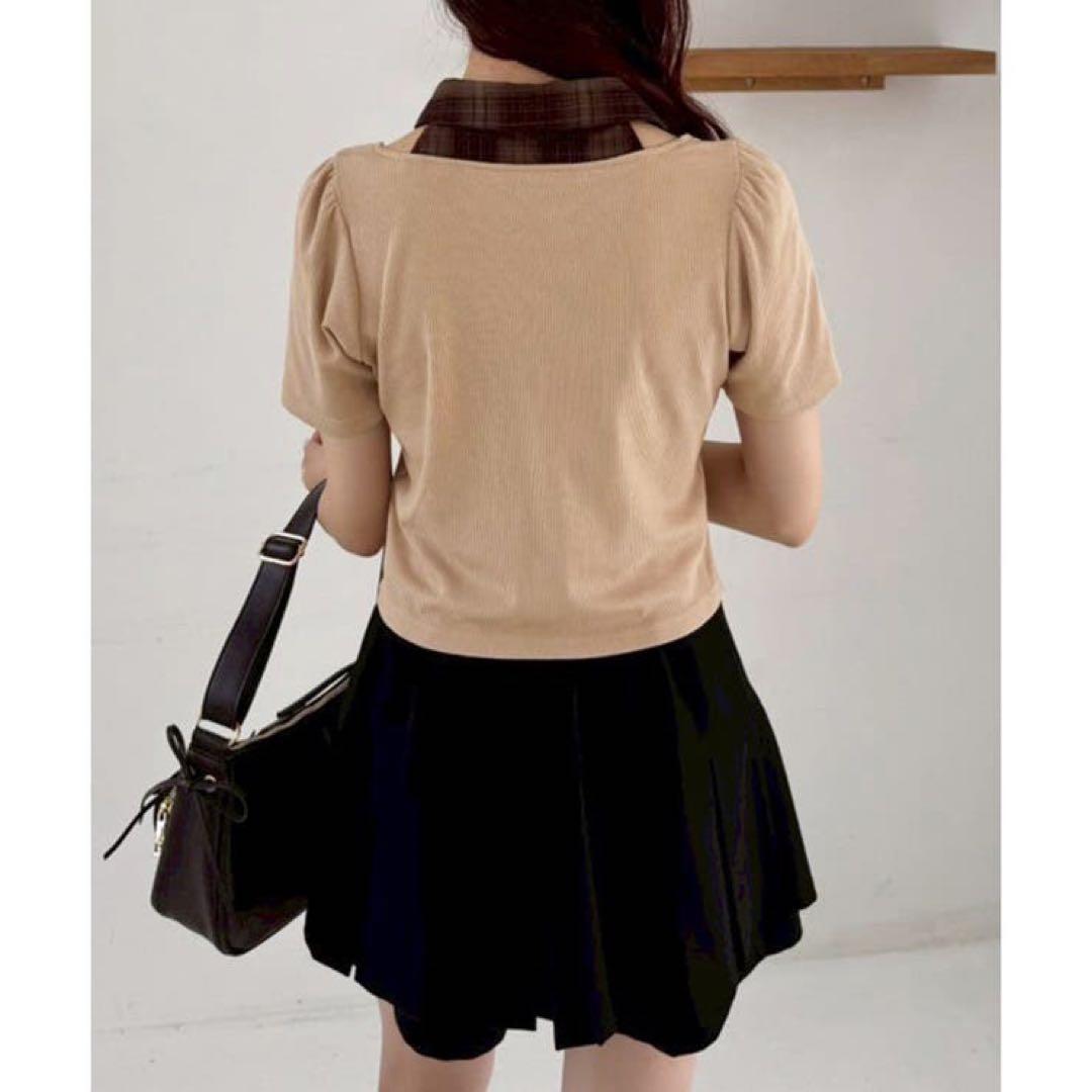 【新品】one after another チェックレイヤードトップス Tシャツ — image 3