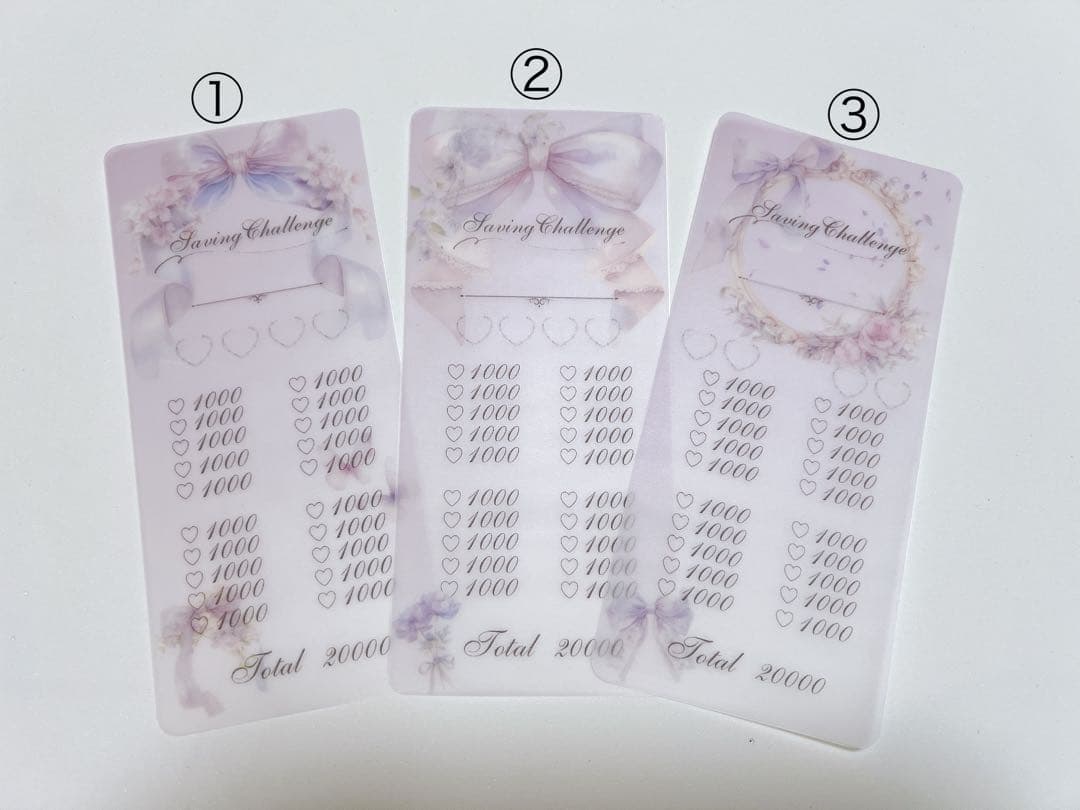 積み立て貯金シート 水色 リボン ラベンダー — image 2