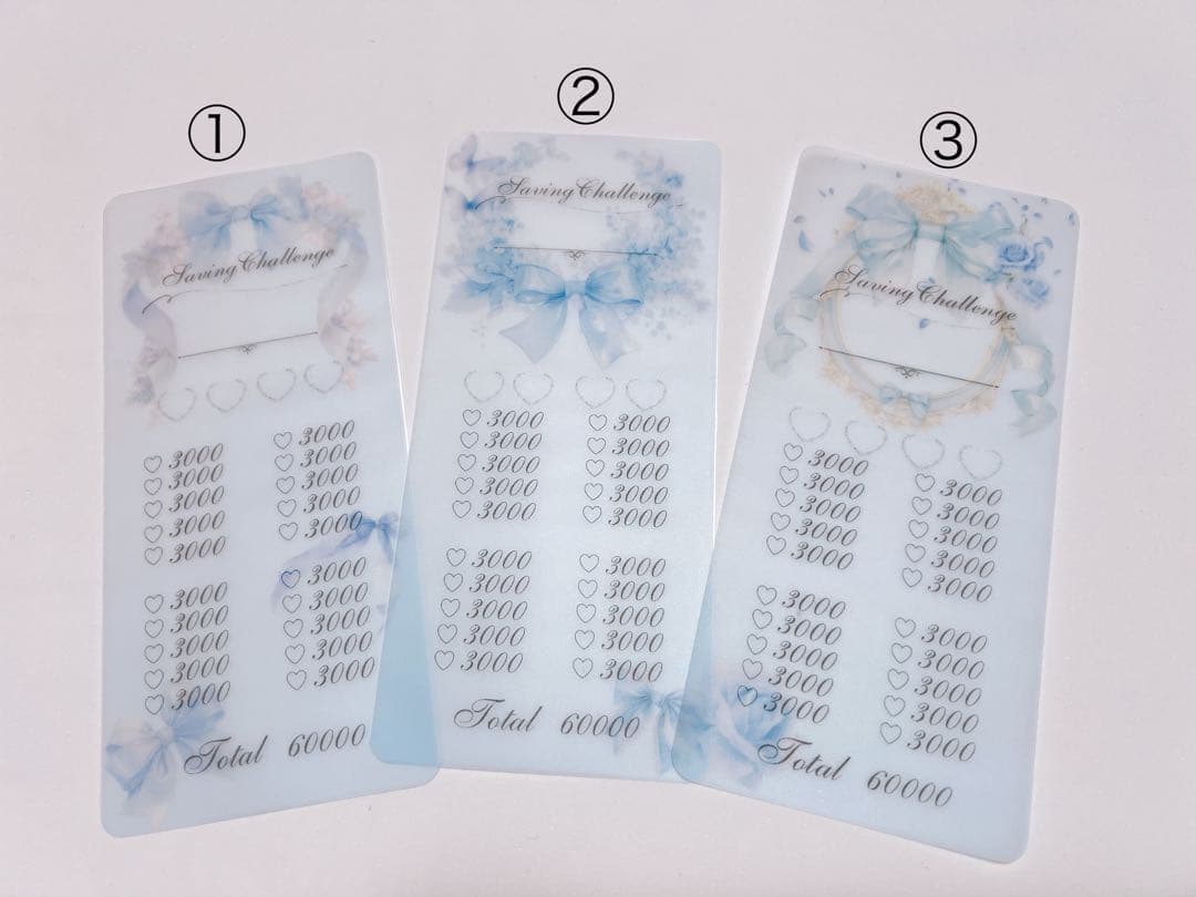 積み立て貯金シート 水色 リボン ラベンダー — image 3
