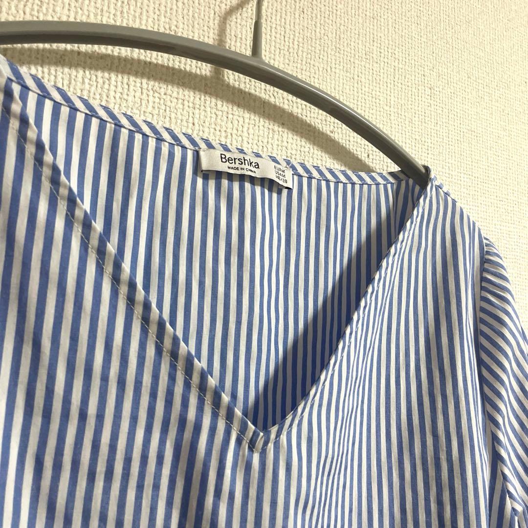 ベルシュカ バルーン袖 ストライプ ブルー ブラウス — image 2