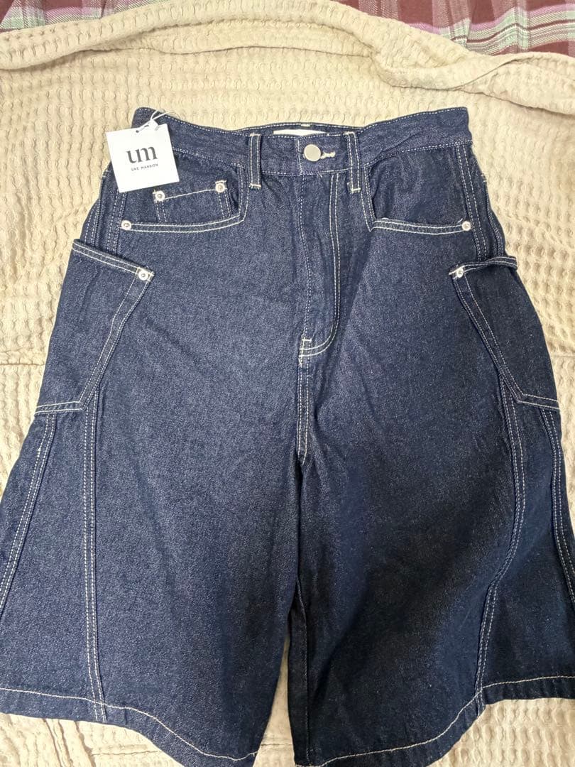 ウェールバルーンウォッシュドユニークサイドポケットバリューダハーフデニムパンツ — image 3