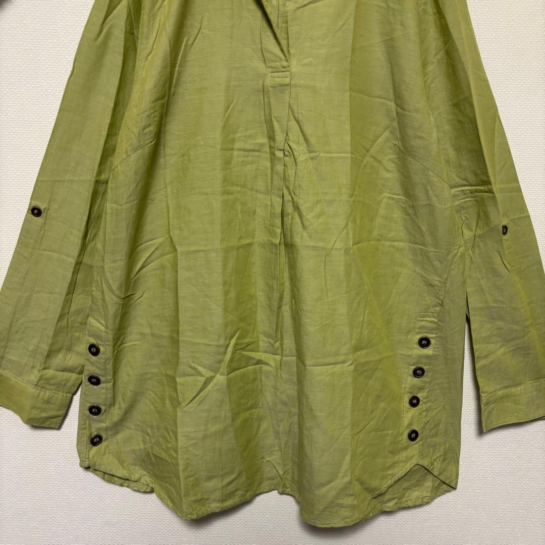 バックスパンコール長袖シャツ｜サイドボタンロールアップ｜ピスタチオグリーン｜LL — image 3