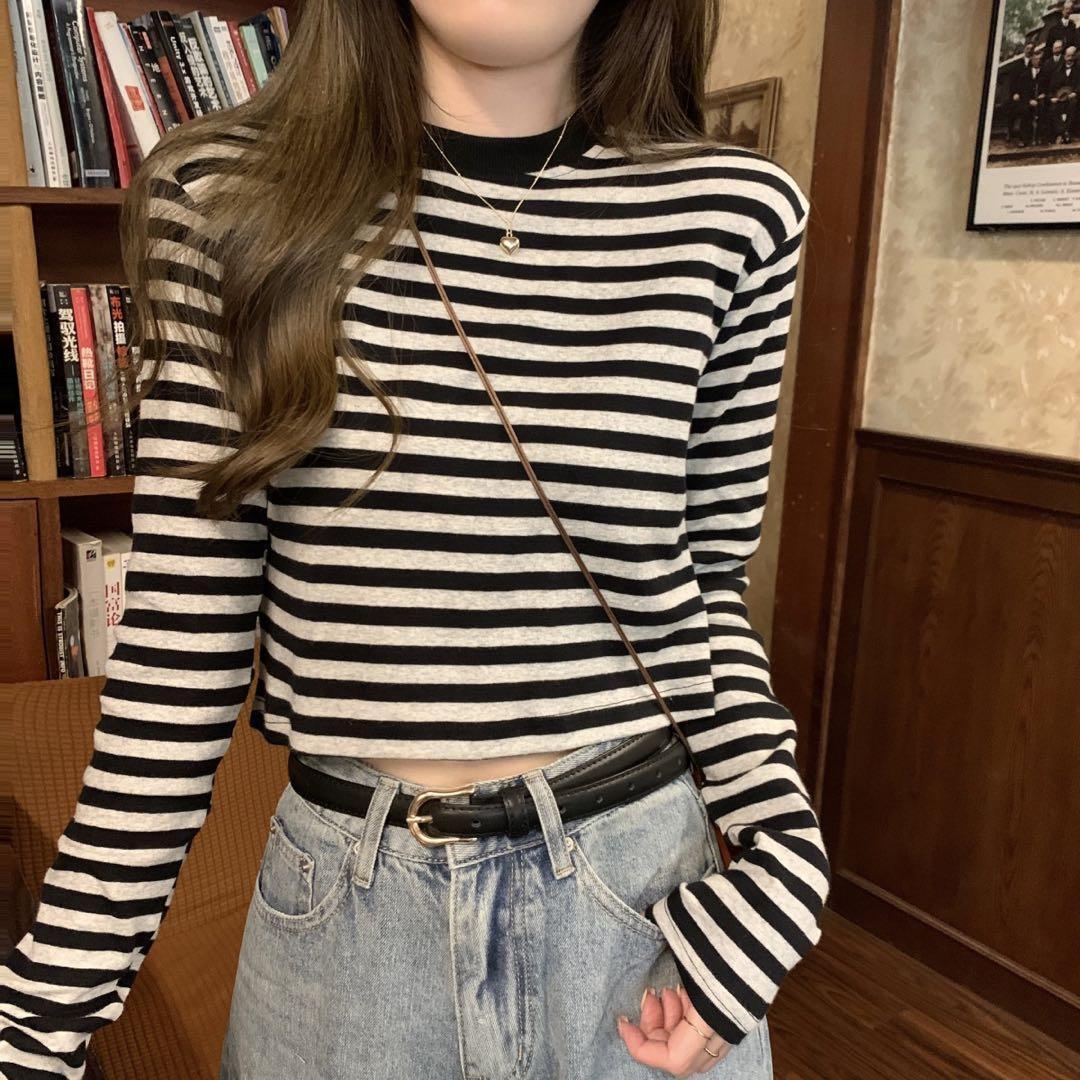 Tシャツ ロングTシャツ 長袖 クロップドTシャツ ボーダー 新品未使用 — image 3
