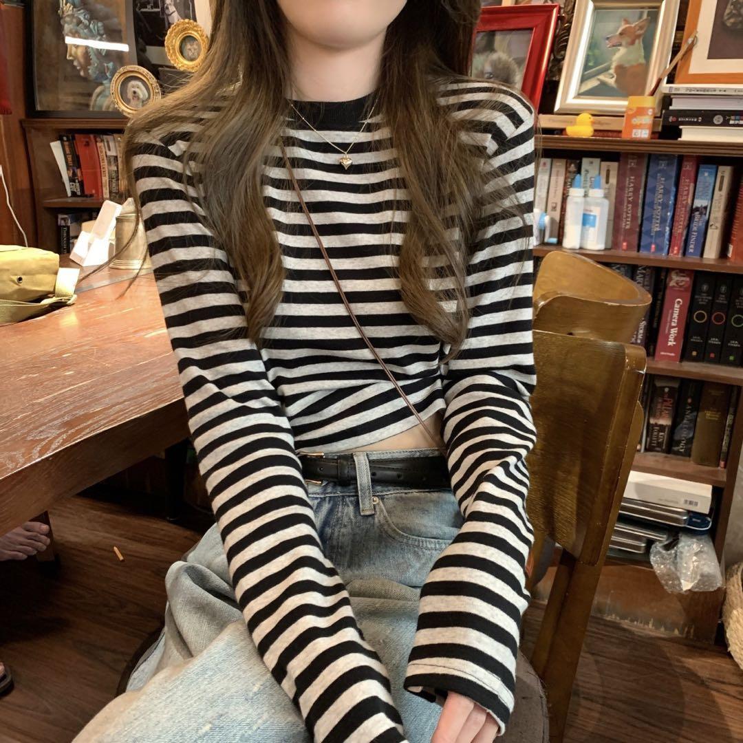 Tシャツ ロングTシャツ 長袖 クロップドTシャツ ボーダー 新品未使用 — image 5