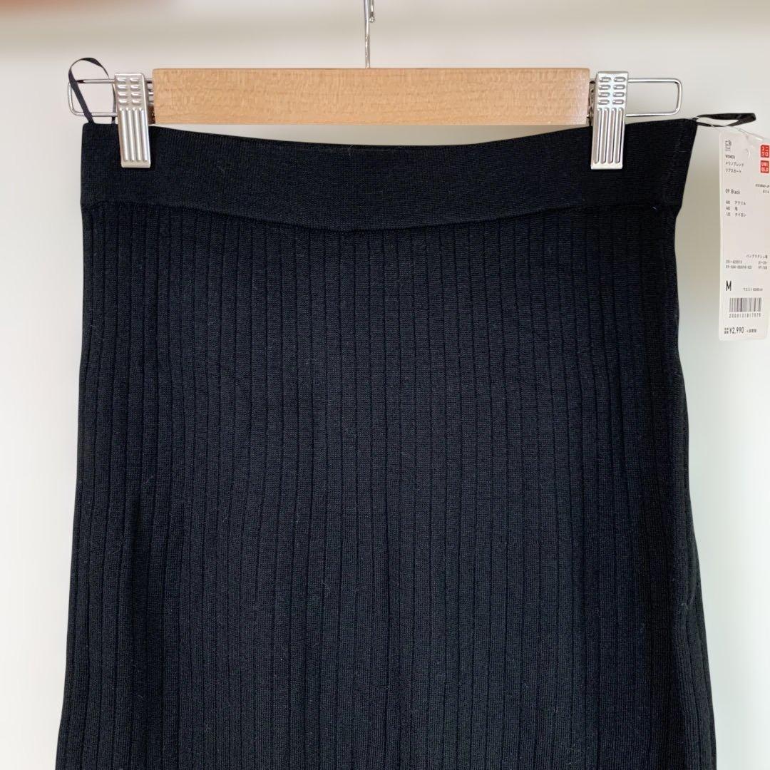 新品タグ付き　UNIQLO メリノブレンドリブスカート M — image 4