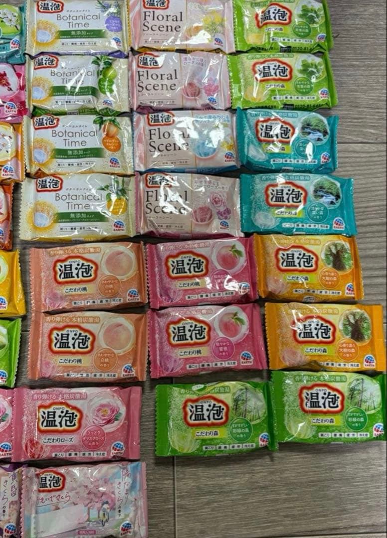 アース 温泡 入浴剤 桃 ゆず ローズ 桜 森 オレンジ ネロリ 梅 ミモザ — image 3