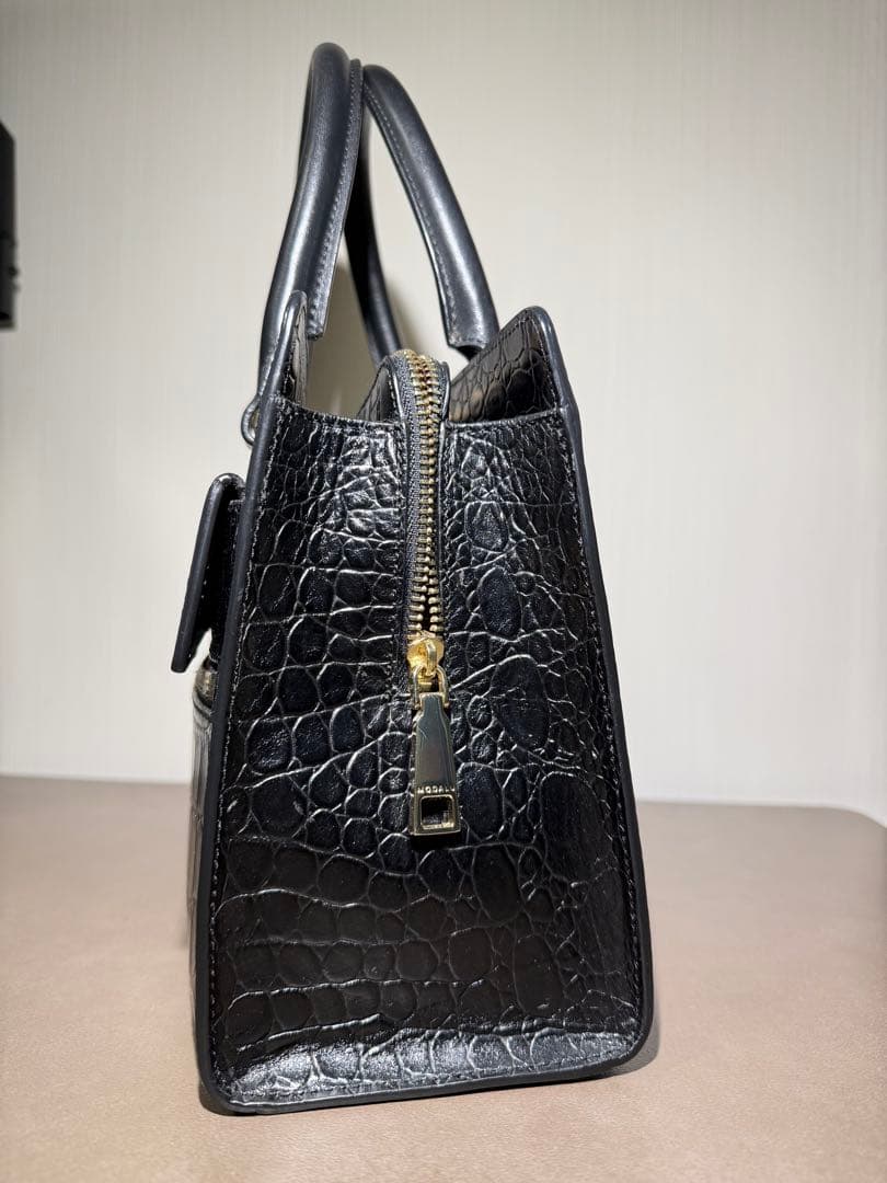 MODALU ENGLAND クロコ型押し ハンドバッグ ブラック — image 3