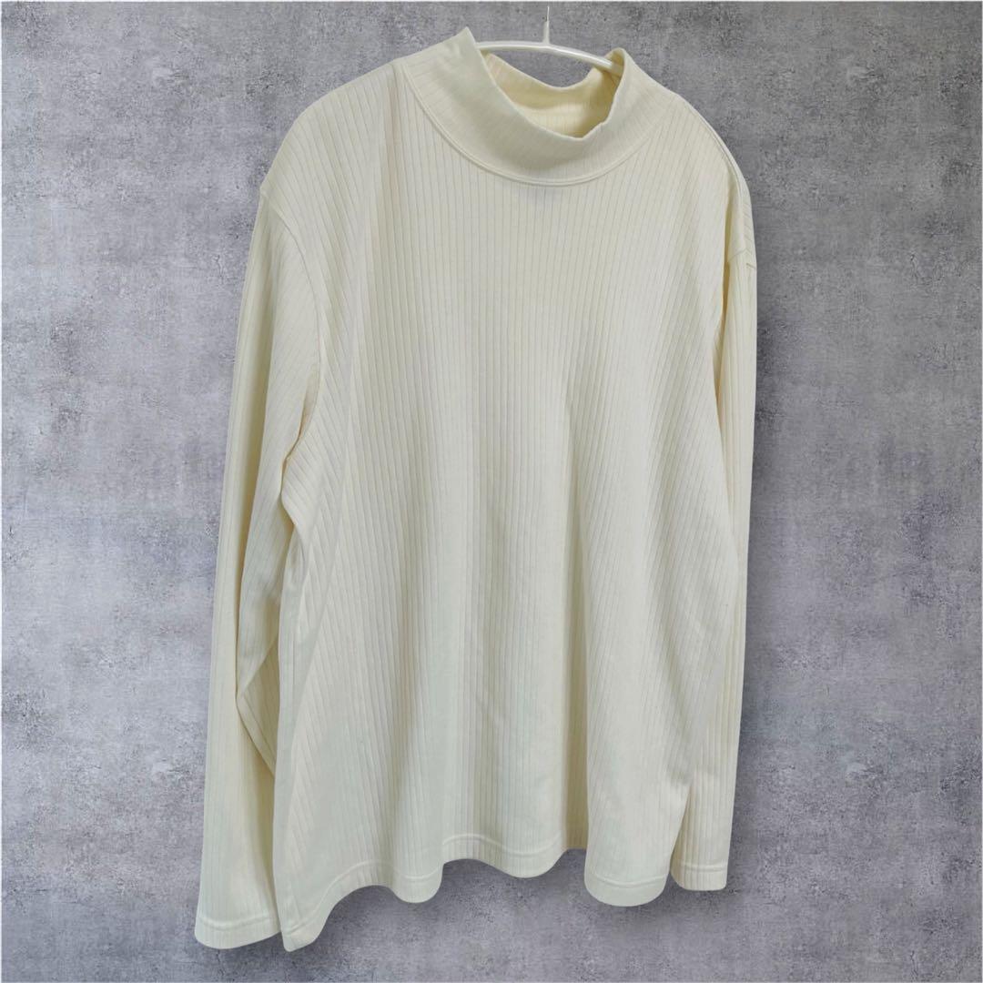 クラシックエレメンツ リブ モックネック 長袖 XL ヴィンテージ　アイボリー — image 2