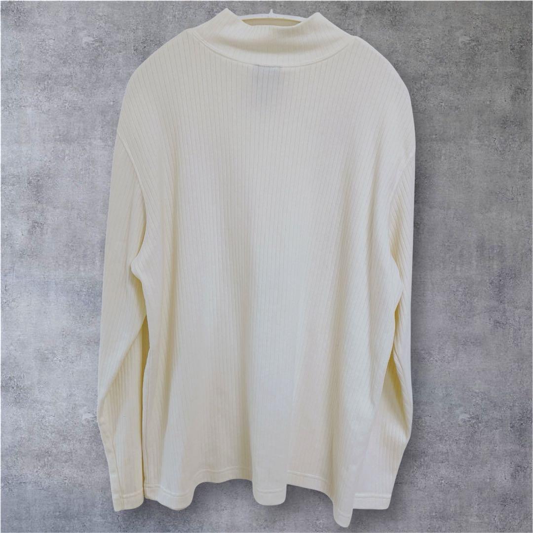 クラシックエレメンツ リブ モックネック 長袖 XL ヴィンテージ　アイボリー — image 3