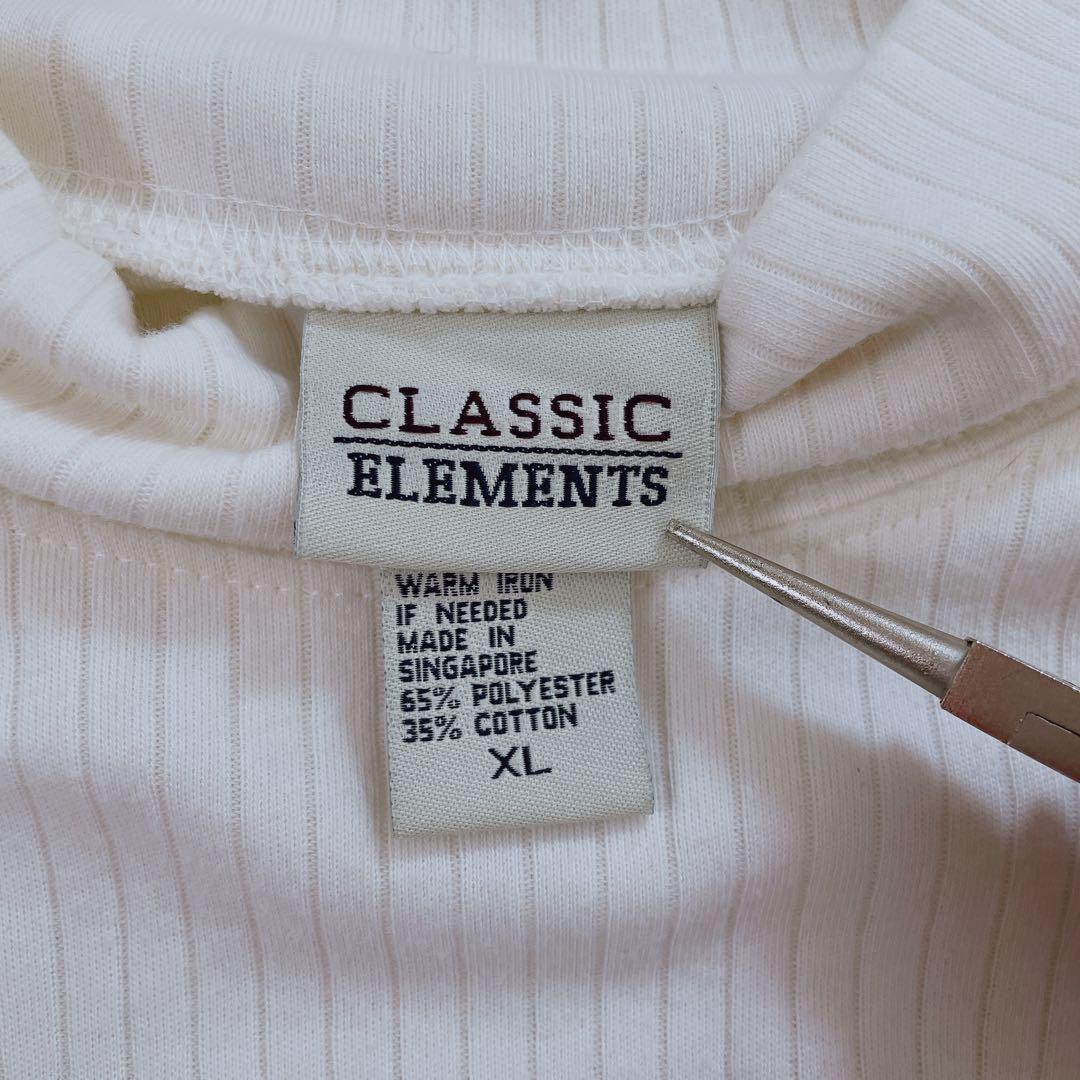 クラシックエレメンツ リブ モックネック 長袖 XL ヴィンテージ　アイボリー — image 4