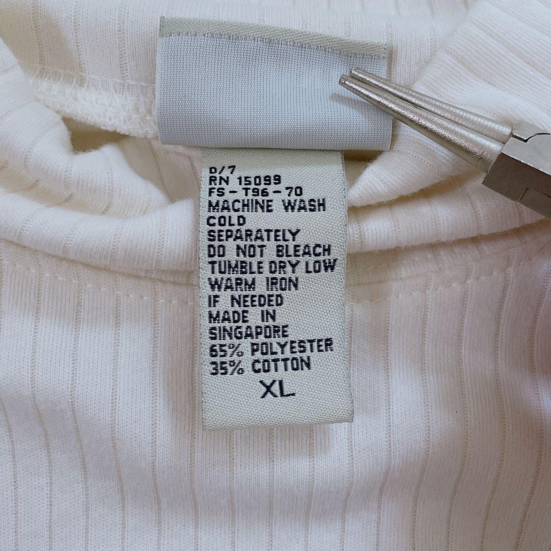 クラシックエレメンツ リブ モックネック 長袖 XL ヴィンテージ　アイボリー — image 5
