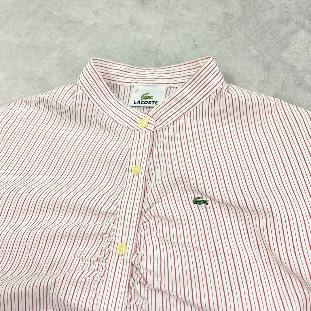 LACOSTE ミニワニロゴ ストライプ半袖シャツ サイズ40 — image 3