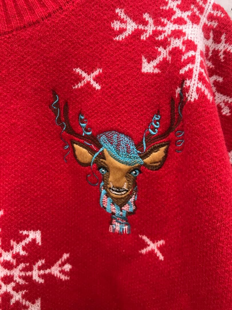 アメカジ カントリー アウトドア 古着 シカ刺繍 ノルディック 雪柄 ニット — image 3