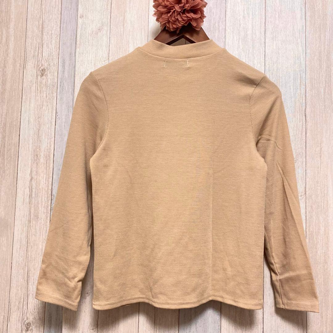 レディースハイネックカットソー☘️長袖トップスベージュ☘️春秋服ストレッチシンプル — image 2