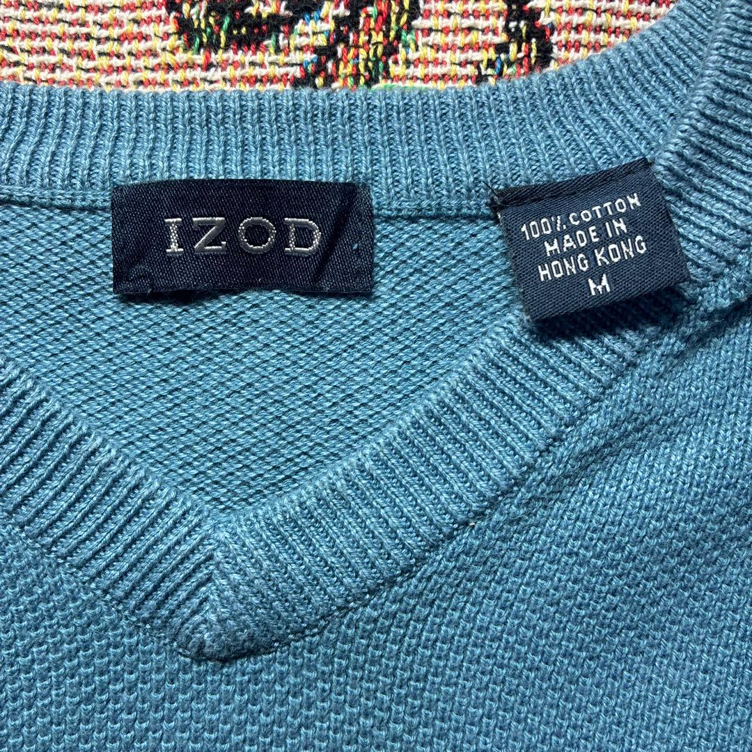 IZOD V-Neck Cotton Knit Sweater Blue — image 3