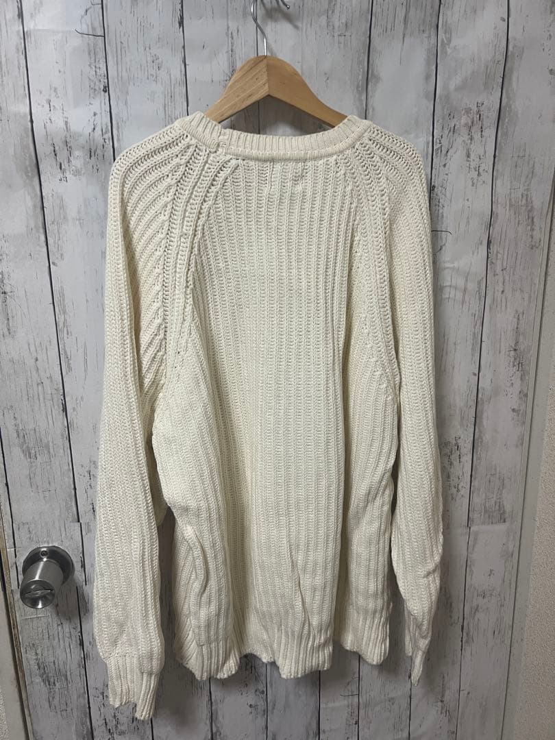 old GAP コットン ニット オフホワイト 90s 紺タグ アイボリー 古着 — image 2