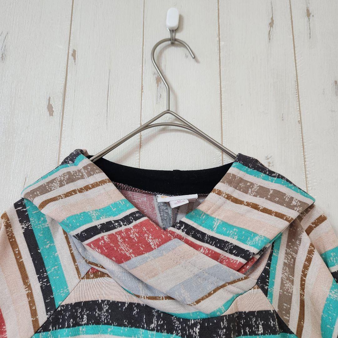 LuLaRoe【M】ルラロー フード付きカットソー ボーダー柄 チュニック丈 — image 3