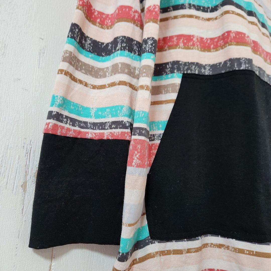 LuLaRoe【M】ルラロー フード付きカットソー ボーダー柄 チュニック丈 — image 5
