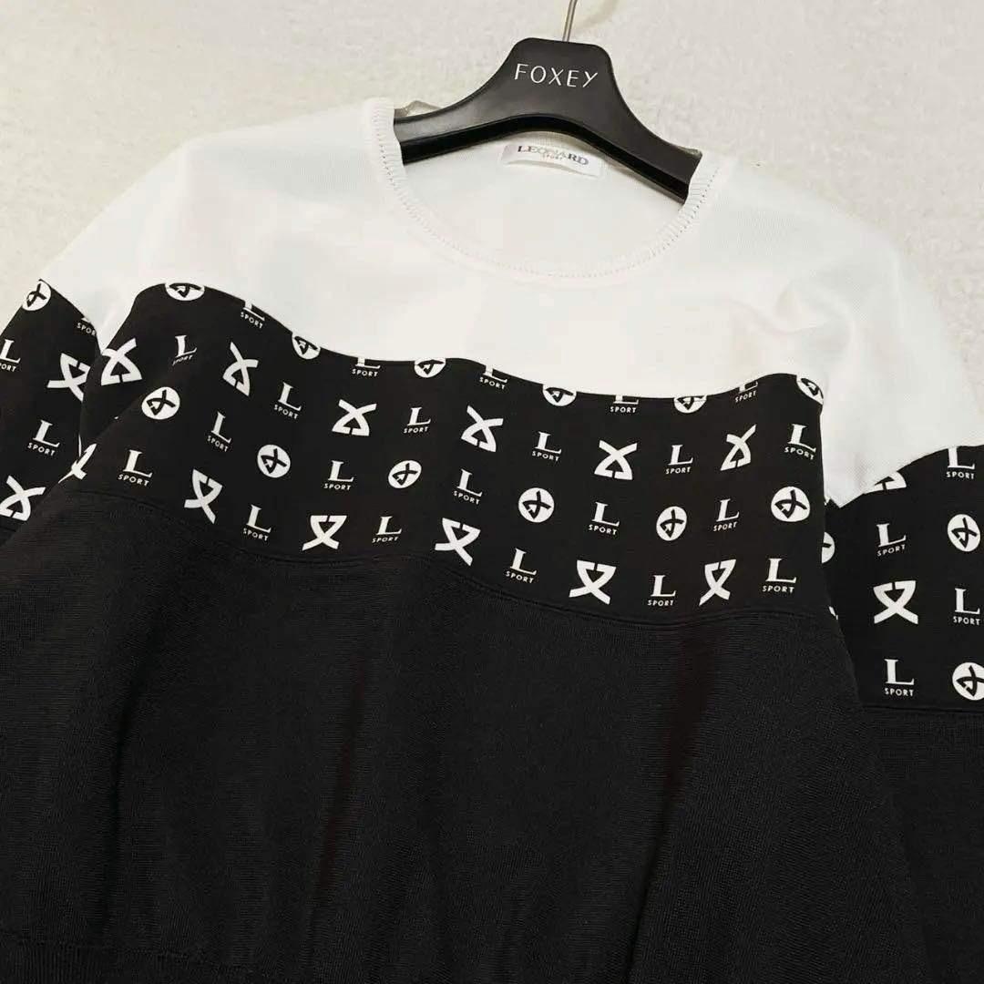 近年✨美品 レオナール モノグラム切替ニット ロゴ バイカラー 手洗い◎ XL — image 2