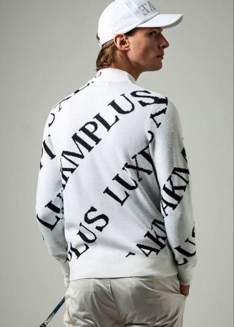 新品★LUXEAKMPLUS★ゴルフ 総柄ロゴモックネックニット★ — image 2