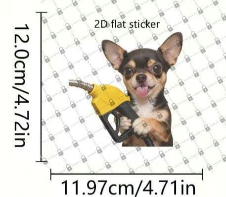 チワワ　ブラックタン　給油　ステッカー　シール　デカール　12✕11.97 — image 4