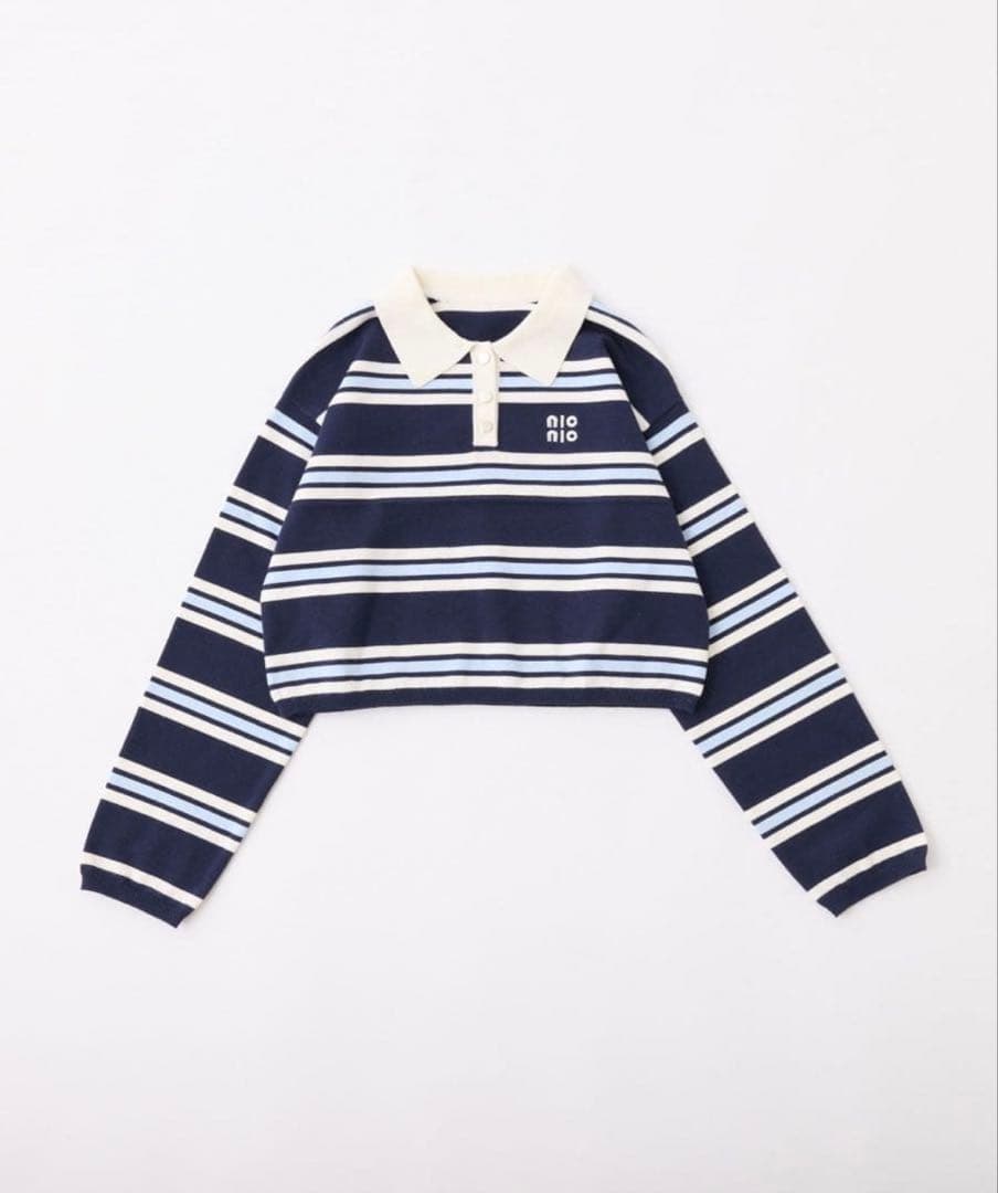 NICE CLAUP ロゴ入り ポロ襟ニット ネイビー トップス ガーリー — image 2