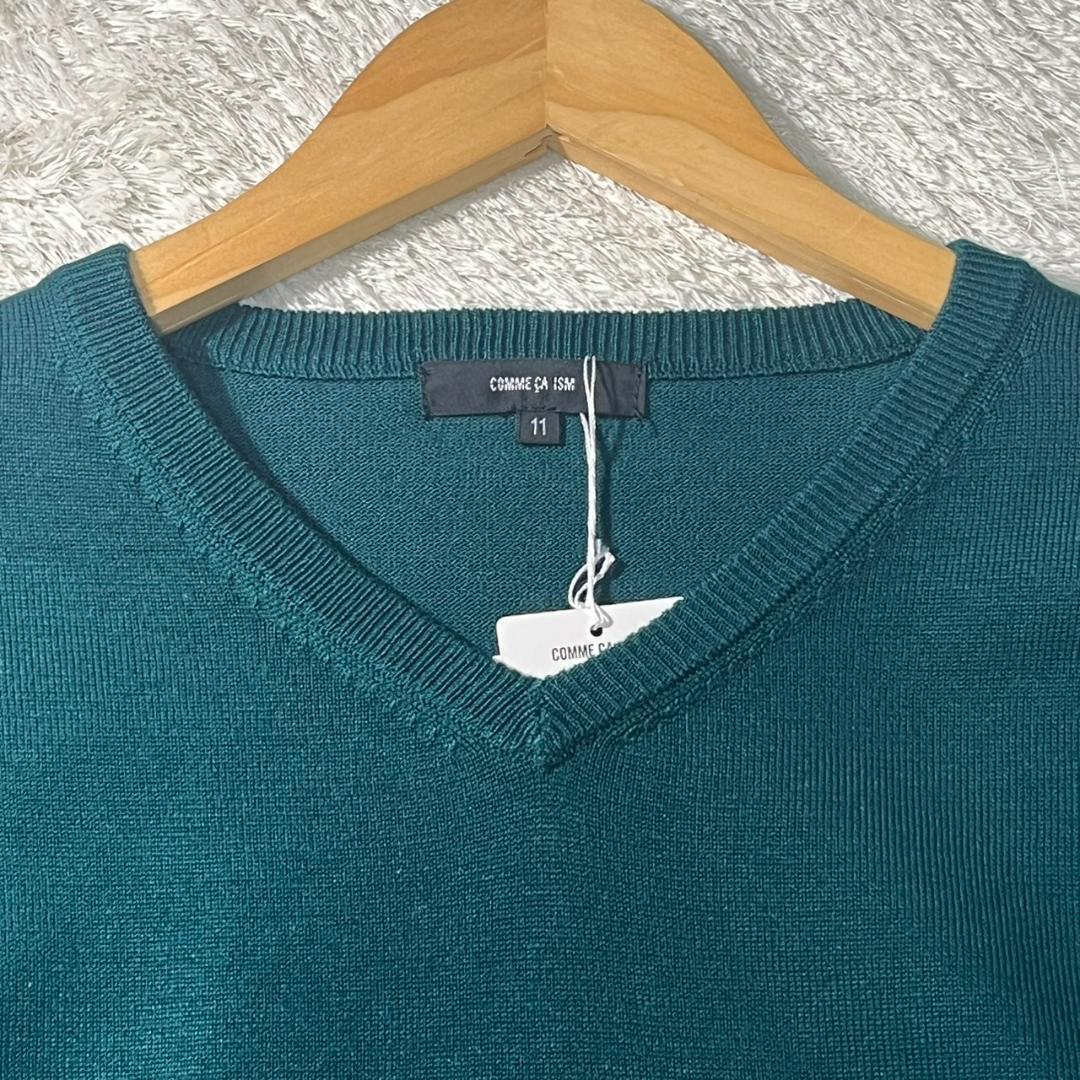 COMME CA ISM　セーター　Vネックニット グリーン 深緑 長袖　タグ付 — image 3