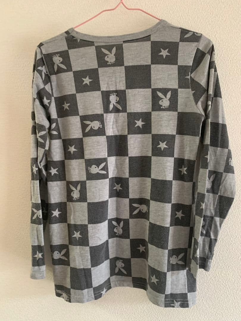 PLAYBOY Bunny 長袖 カットソー チェッカーフラッグ柄 — image 3