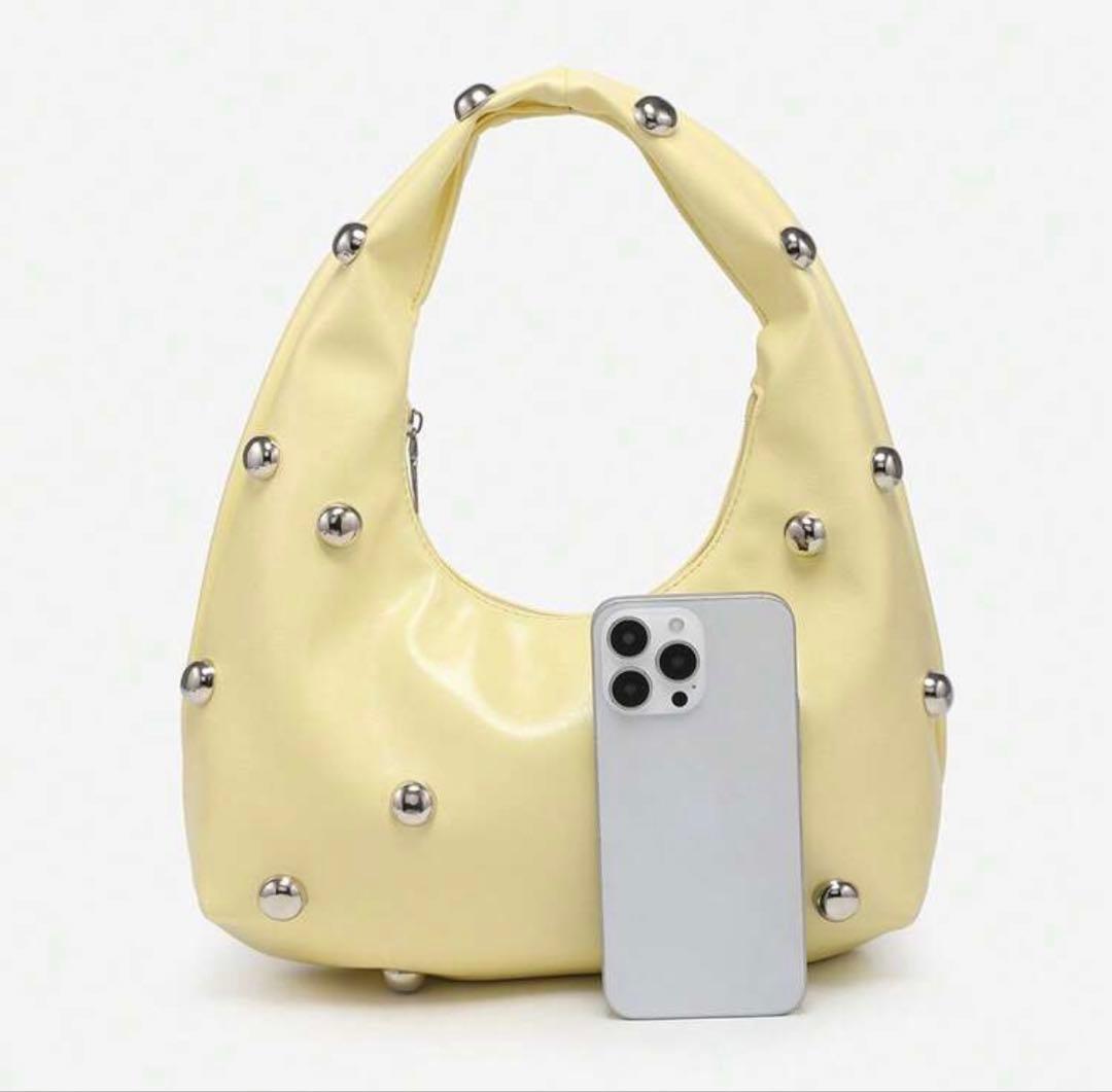 スタッズ付き イエロー ハンドバッグ — image 4