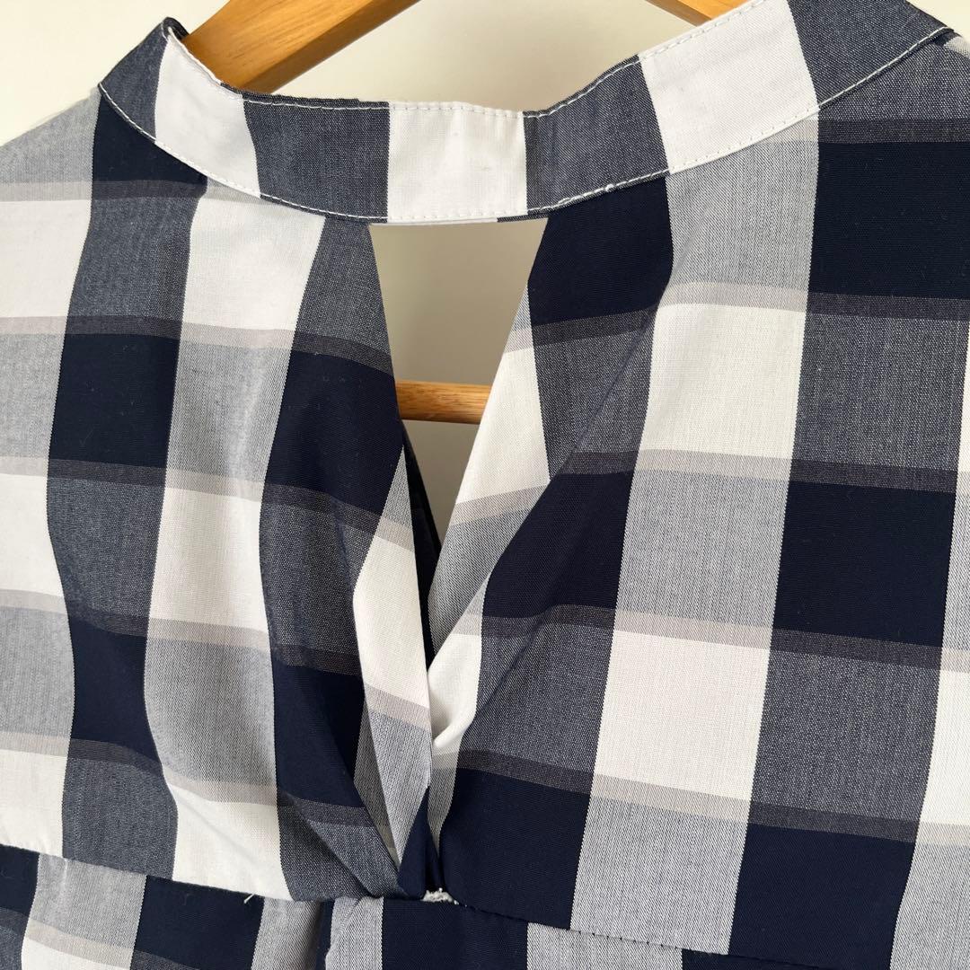 【美品】BEAMS HEARTチェック スキッパーネック ロングワンピース S — image 4