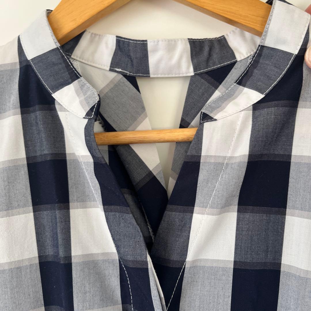 【美品】BEAMS HEARTチェック スキッパーネック ロングワンピース S — image 5