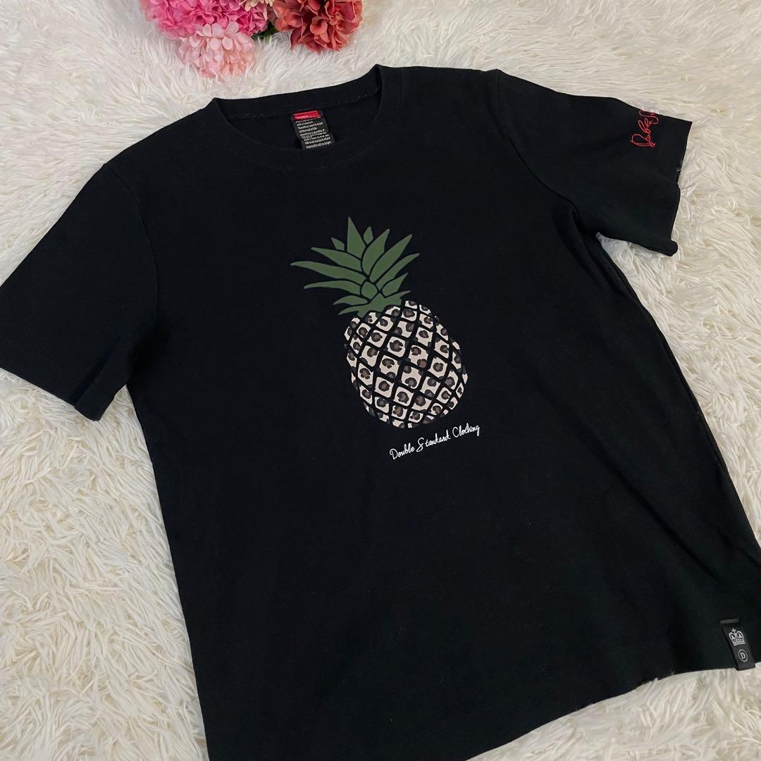 美品　ダブルスタンダードクロージング　パイナップル柄　半袖Tシャツ　黒 — image 2