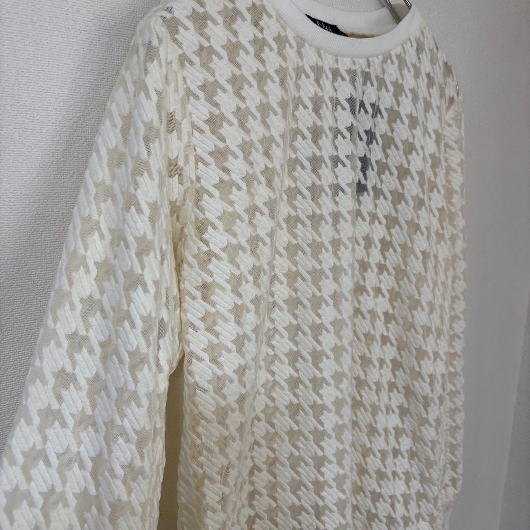 【新品訳あり】M-filシアープルオーバー 千鳥格子 オフホワイト 40長袖 — image 4