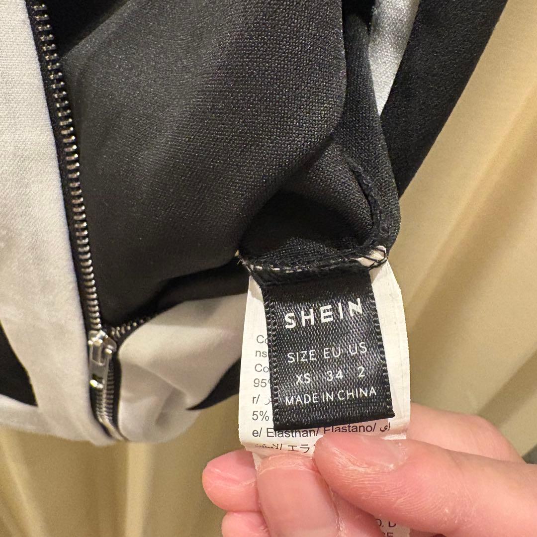 SHEIN バイカラー ジップアップ ミニワンピース — image 3