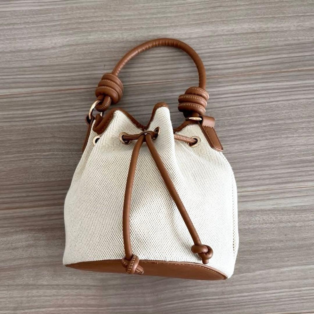【美品】巾着バケツ2wayバッグ　ハンドバッグ　ショルダー付き　しまむら　ザラ — image 2