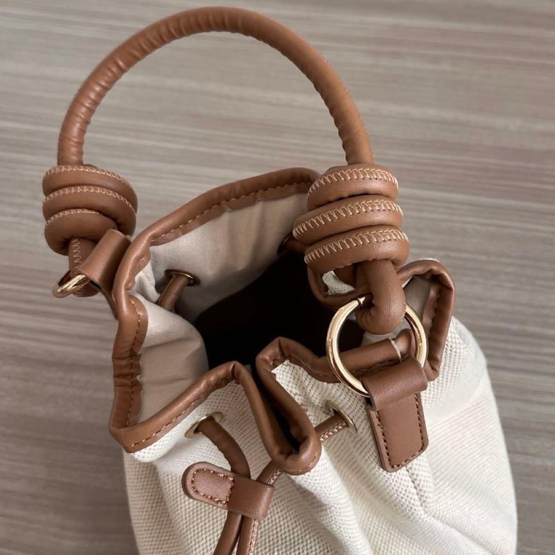 【美品】巾着バケツ2wayバッグ　ハンドバッグ　ショルダー付き　しまむら　ザラ — image 5