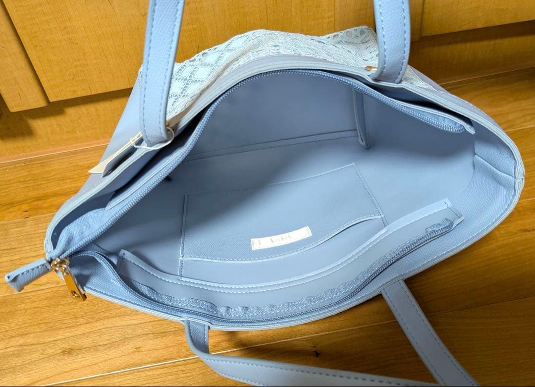 【未使用新品】any SiS 水色のレースとビニールのバッグ — image 2